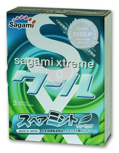 Презервативы ультратонкие Sagami Xtreme Mint со вкусом мяты 3 шт фото 1