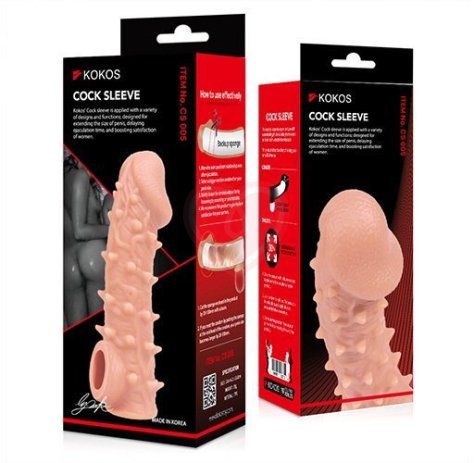 Насадка с бугорками и отверстием для мошонки Kokos Cock Sleeve CS005-L фото 2