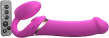 Безремневой страпон с вакуумной стимуляцией и пультом Strap-On-Me Multi Orgasm XL фуксия