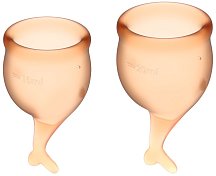 Набор из 2 менструальных чаш с хвостиком Satisfyer оранжевый