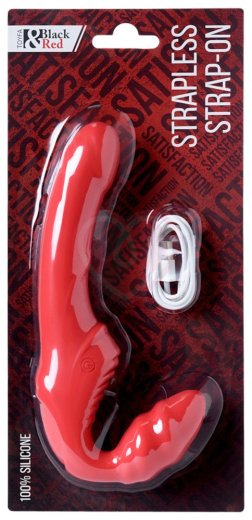 Безремневой страпон с вибрацией ToyFa Black&Red красный фото 6