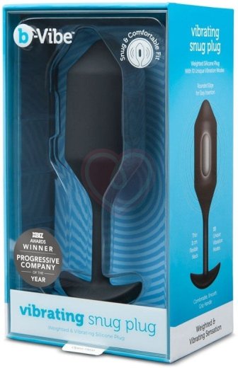 Утяжелённая анальная вибропробка b-Vibe Vibrating Snug Plug 4 большая чёрная фото 5