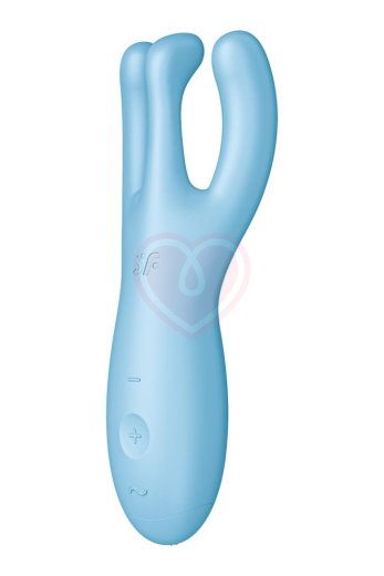 Вибростимулятор Satisfyer Threesome 4 с тремя кончиками и приложением голубой фото 4