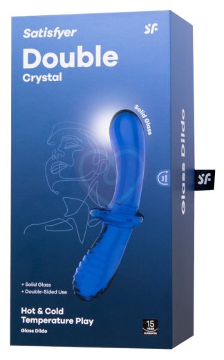 Двухсторонний фаллоимитатор Satisfyer Double Crystal из синего стекла фото 6
