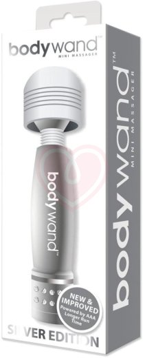 Мини-массажер с кристаллами BodyWand Silver Edition серебряный фото 2