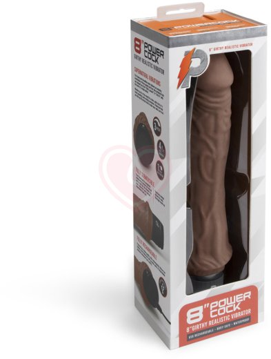 Реалистичный вибратор PowerCocks Girthy 20 см шоколад фото 4