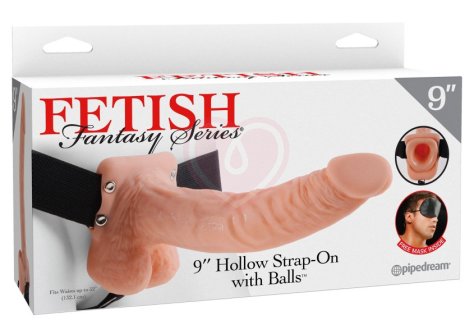 Фаллопротез с мошонкой Hollow Strap-On with Balls 24 см телесный фото 2