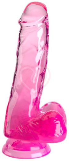 Гелевый фаллоимитатор с мошонкой King Cock Clear 13 см розовый фото 1