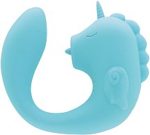 Двусторонний вибратор Unihorn C Horse Ocean Peak со стимуляцией язычком голубой