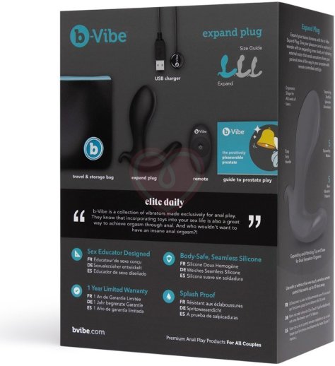 Расширяющийся вибростимулятор простаты b-Vibe Expand Plug с пультом черный фото 11