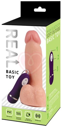Реалистичный вибратор с мошонкой и пультом Real Basic Toy 20 см фото 2
