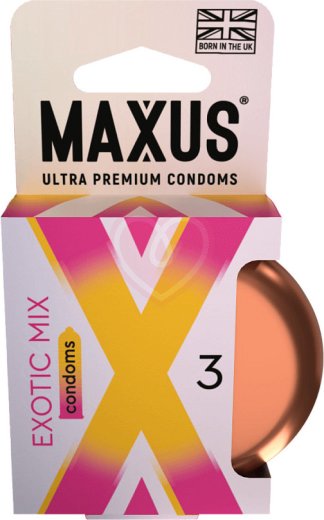 Ароматизированные цветные презервативы Maxus Exotic Mix 3 шт с кейсом фото 1