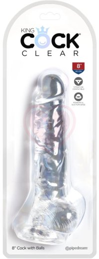 Гелевый фаллоимитатор с мошонкой King Cock Clear 16 см прозрачный фото 3