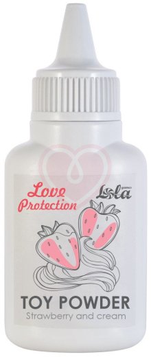 Пудра для игрушек ароматизированная Love Protection Клубника со сливками 15 г фото 1