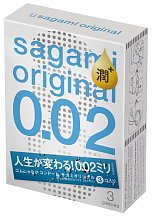 Полиуретановые презервативы Sagami Original 002 с дополнительной смазкой 3 шт