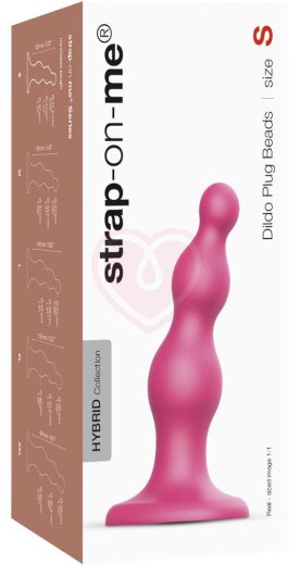 Рельефный фаллоимитатор Strap-On-Me Dildo Plug Beads размер S 12,8 см розовый фото 3