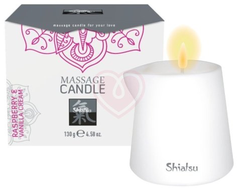Массажная свеча Shiatsu Massage Candle с ароматом малины и ванили 130 г фото 1