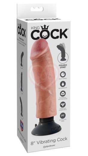 Гнущийся вибратор реалистик на присоске King Cock Vibrating 18 см телесный фото 4