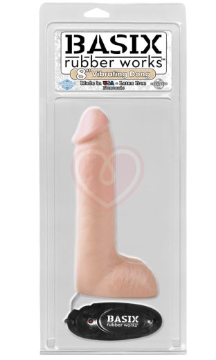 Реалистичный вибратор с мошонкой Basix Vibrating Dong 19 см телесный фото 2