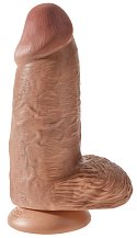 Толстый фаллоимитатор с мошонкой на присоске Pipedream King Cock Chubby мулат