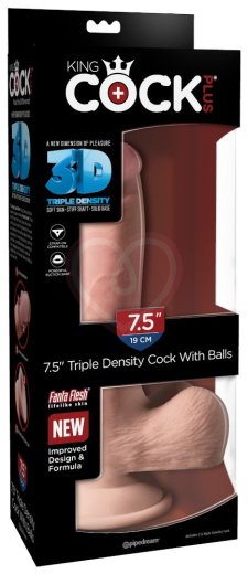 Фаллоимитатор с мошонкой на присоске King Cock Triple Density 16,5 см телесный фото 2