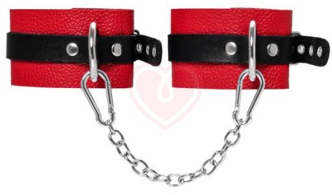 Мягкие оковы для ног с люверсами Pecado BDSM красные с черным фото 1