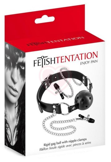 Кляп Fetish Tentation с шариком и зажимами для сосков фото 2