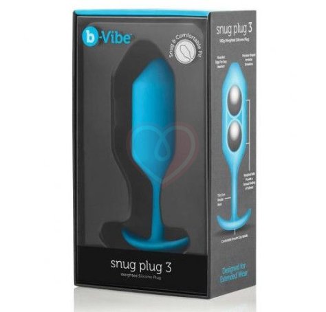 Утяжелённая анальная пробка для ношения b-Vibe Snug Plug 3 средняя голубая фото 6