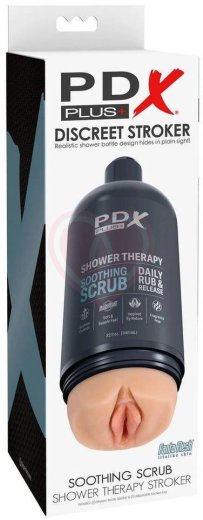 Мастурбатор вагина в бутылке геля Shower Therapy Soothing Scrub Light телесная фото 5