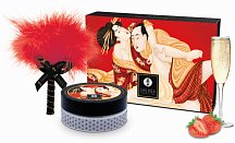 Массажная пудра с перышком Shunga Kissable Massage Powder Клубника и шампанское