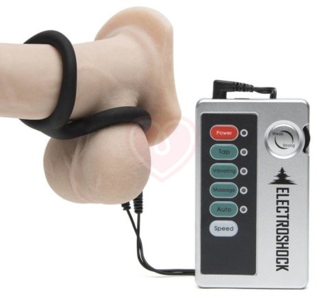 Двойное кольцо с электростимуляцией Shots Cock Ring with Ballstrap фото 2