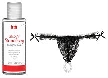 Набор Intt с гелем Sliding Gel Strawberry и чёрными трусиками