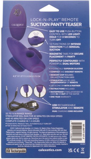 Вакуумный стимулятор клитора в трусики Lock-N-Play Suction Panty Teaser с пультом фиолетовый фото 3