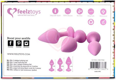 Набор из 3 анальных пробок Bibi Butt Plug Set розовый фото 4