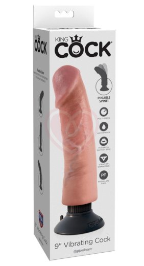 Гнущийся вибратор реалистик на присоске King Cock Vibrating 20 см телесный фото 2
