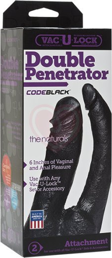 Насадка двойной фаллоимитатор Vac-U-Lock CodeBlack Double Penetrator черная фото 2