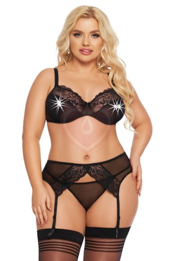 Ажурный комплект белья с поясом для чулок SoftLine Marella чёрный фото 1
