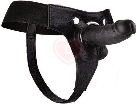 Страпон с реалистичной насадкой Ouch! Realistic Strap-On 20 см чёрный фото 1