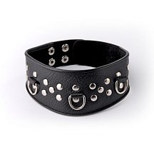 Ошейник широкий с металлическими колечками Sitabella чёрный