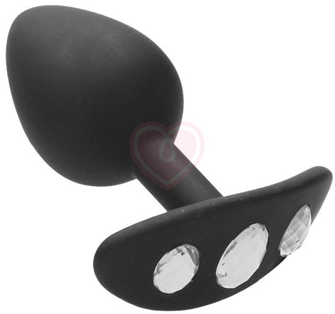 Анальная пробка для ношения с кристаллами Large Diamond Butt Plug With Handle фото 1