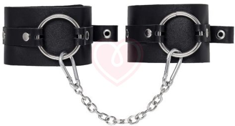 Оковы на ноги из толстой кожи с люверсами Pecado BDSM черные фото 1