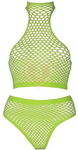 Комплект с топом и трусиками Ouch Glow Plus size светящийся в темноте зеленый неон фото 3