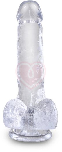 Гелевый фаллоимитатор с мошонкой King Cock Clear 13 см прозрачный фото 2