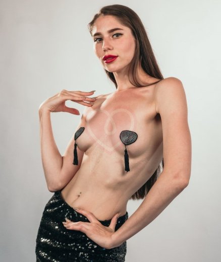Пэстисы Burlesque Evans сердечки с кисточками чёрные с серебром фото 6
