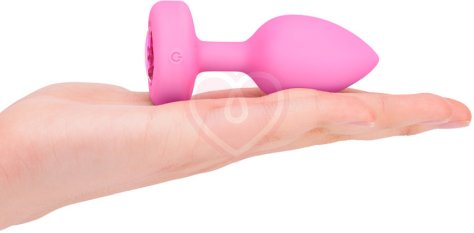 Анальная пробка с кристаллом сердцем и вибрацией b-Vibe Heart Shape Jewel Plug S/M розовая фото 5