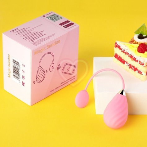 Виброяйцо с управлением от приложения Magic Sundae розовое фото 4
