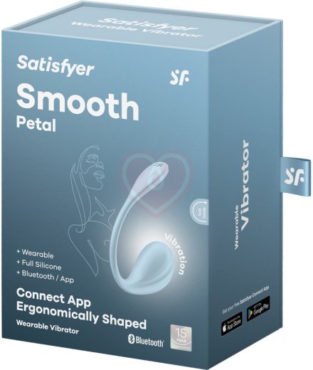 Виброяйцо Satisfyer Smooth Petal с управлением со смартфона голубое фото 2
