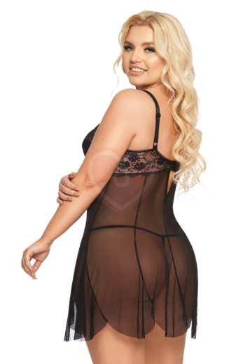 Воздушная сорочка и стринги SoftLine Carla чёрные фото 2