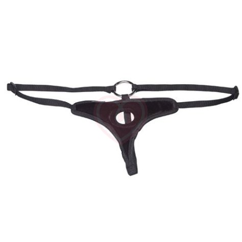 Бархатные трусики для страпона Black Velvet Bikini Strap-On фото 3