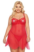 Воздушная сорочка и стринги SoftLine Carla красные
